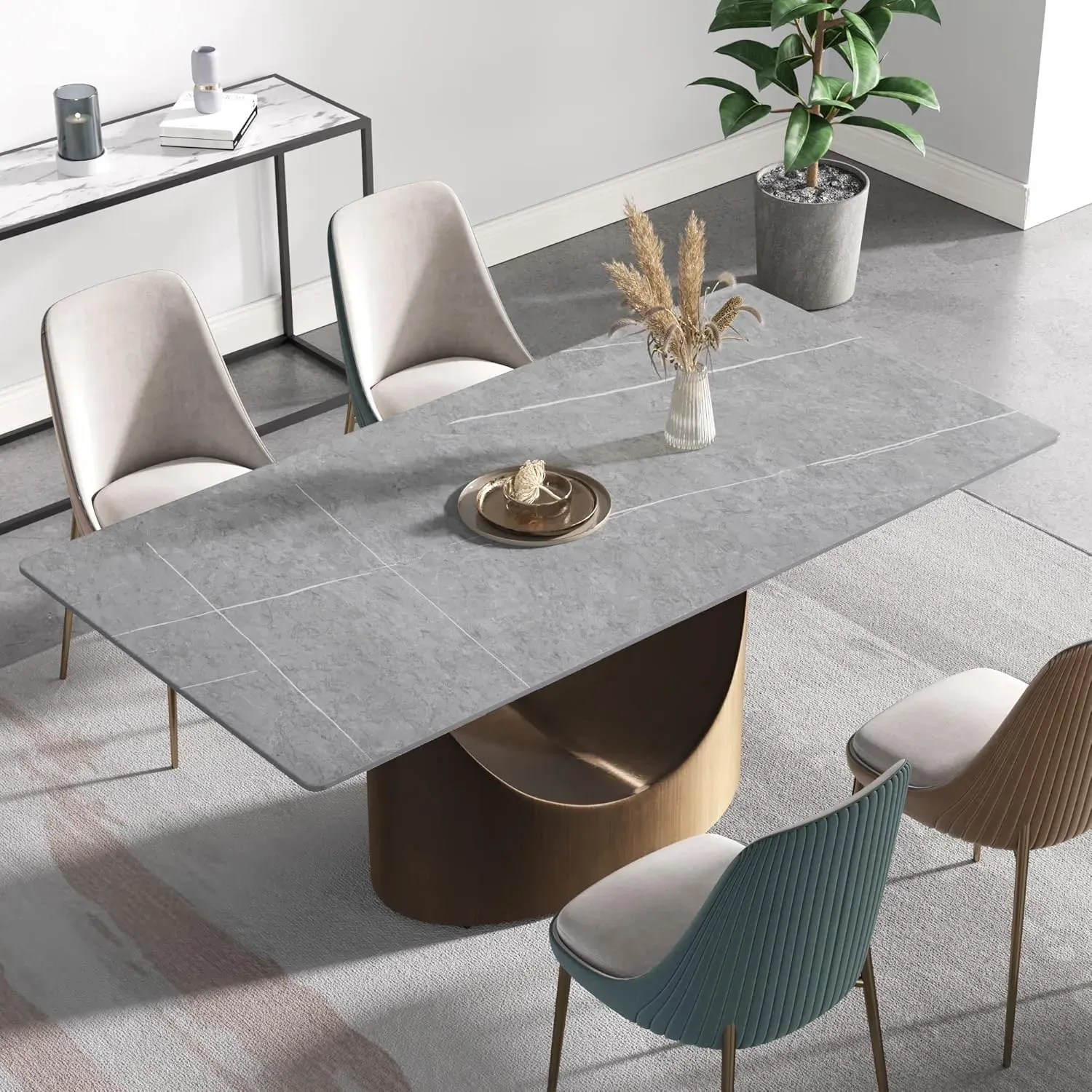 http://70.8%20Modern%20Dining%20Table,%20Grey%20Sintered%20Stone%20Tabletop%20Dining%20Table%20With%20Solid%20Carbon%20Steel%20Base,%20Rectangular%20Dining%20Room%20Table%20For%206%205