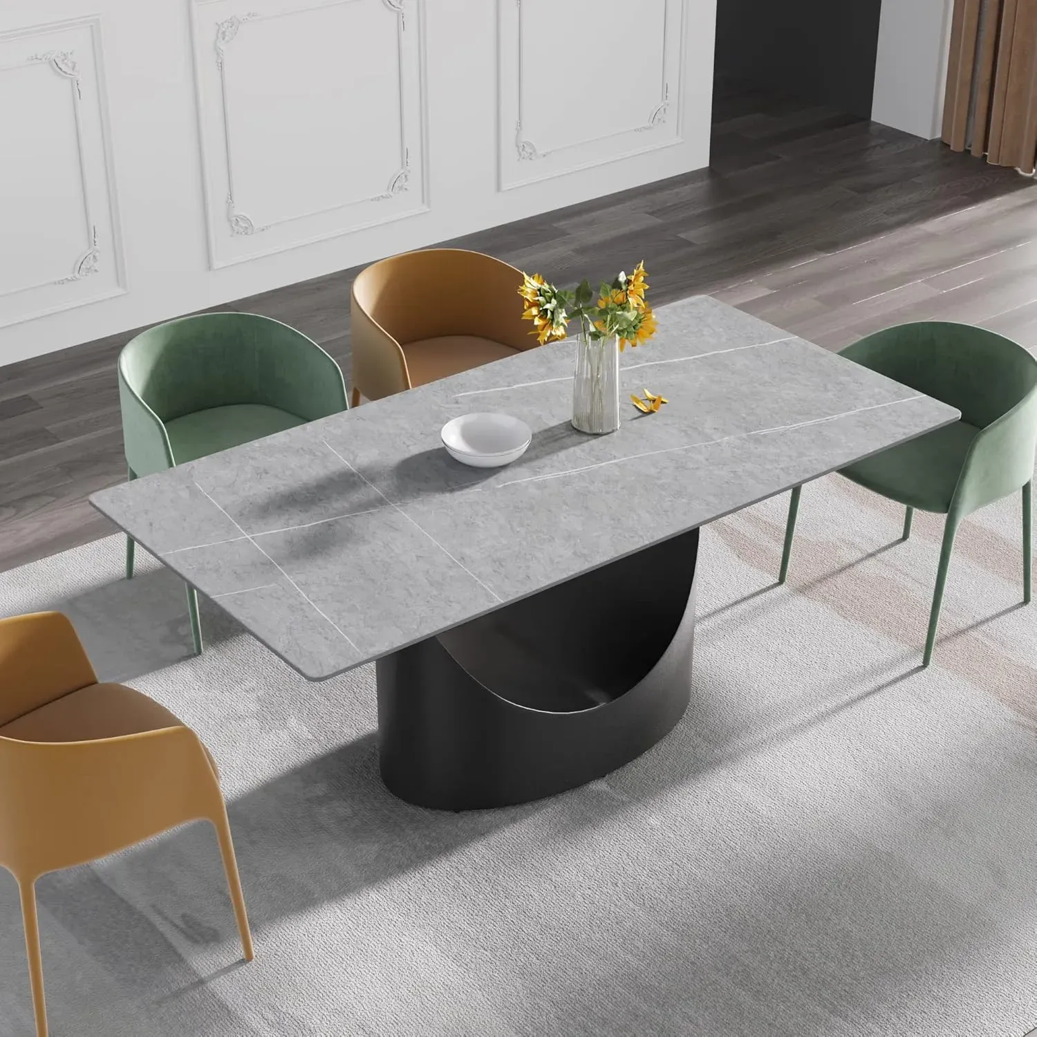 http://70.8%20Modern%20Dining%20Table,%20Grey%20Sintered%20Stone%20Tabletop%20Dining%20Table%20With%20Solid%20Carbon%20Steel%20Base,%20Rectangular%20Dining%20Room%20Table%20For%206%206