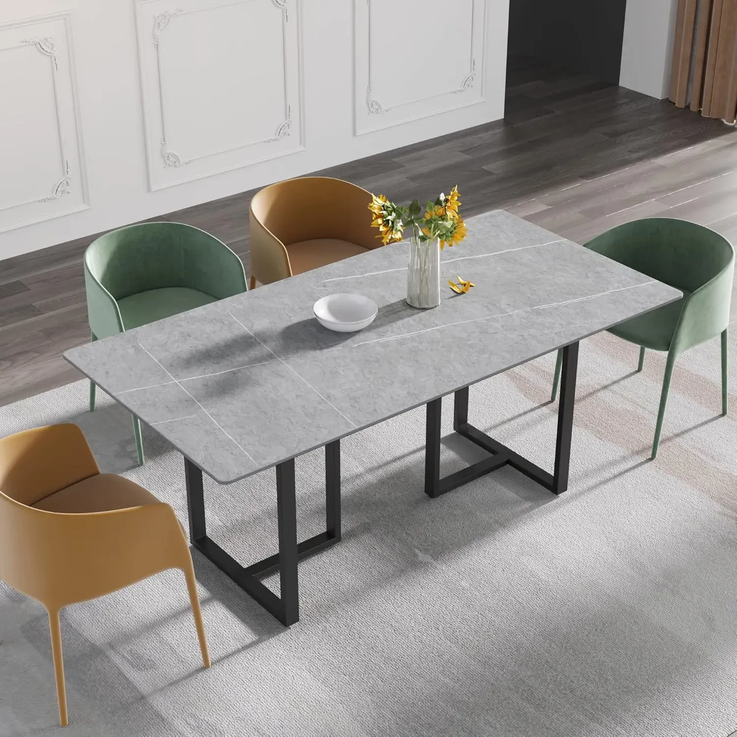 http://70.8%20Modern%20Dining%20Table,%20Grey%20Sintered%20Stone%20Tabletop%20Dining%20Table%20With%20Solid%20Carbon%20Steel%20Base,%20Rectangular%20Dining%20Room%20Table%20For%206%207