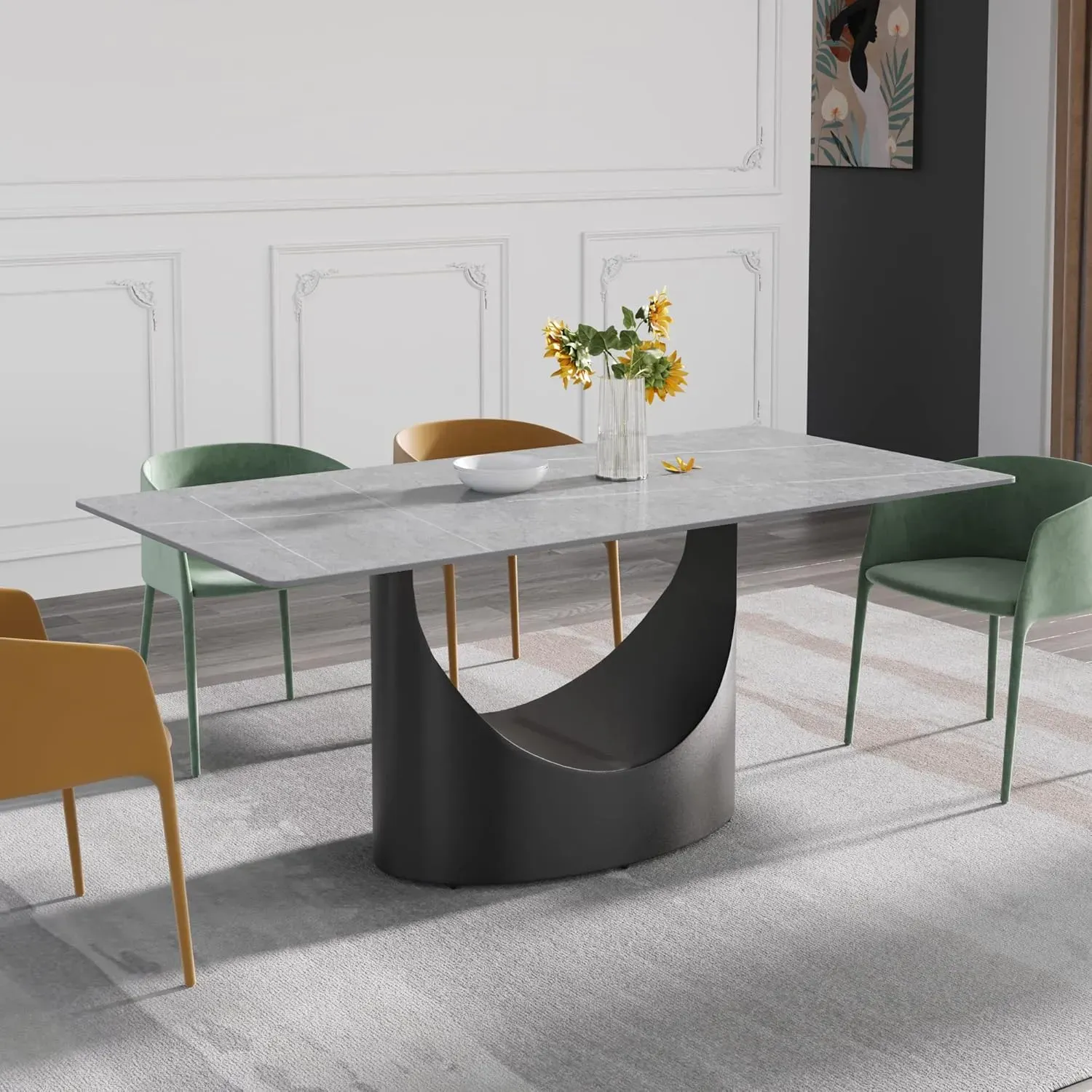 http://70.8%20Modern%20Dining%20Table,%20Grey%20Sintered%20Stone%20Tabletop%20Dining%20Table%20With%20Solid%20Carbon%20Steel%20Base,%20Rectangular%20Dining%20Room%20Table%20For%206%207
