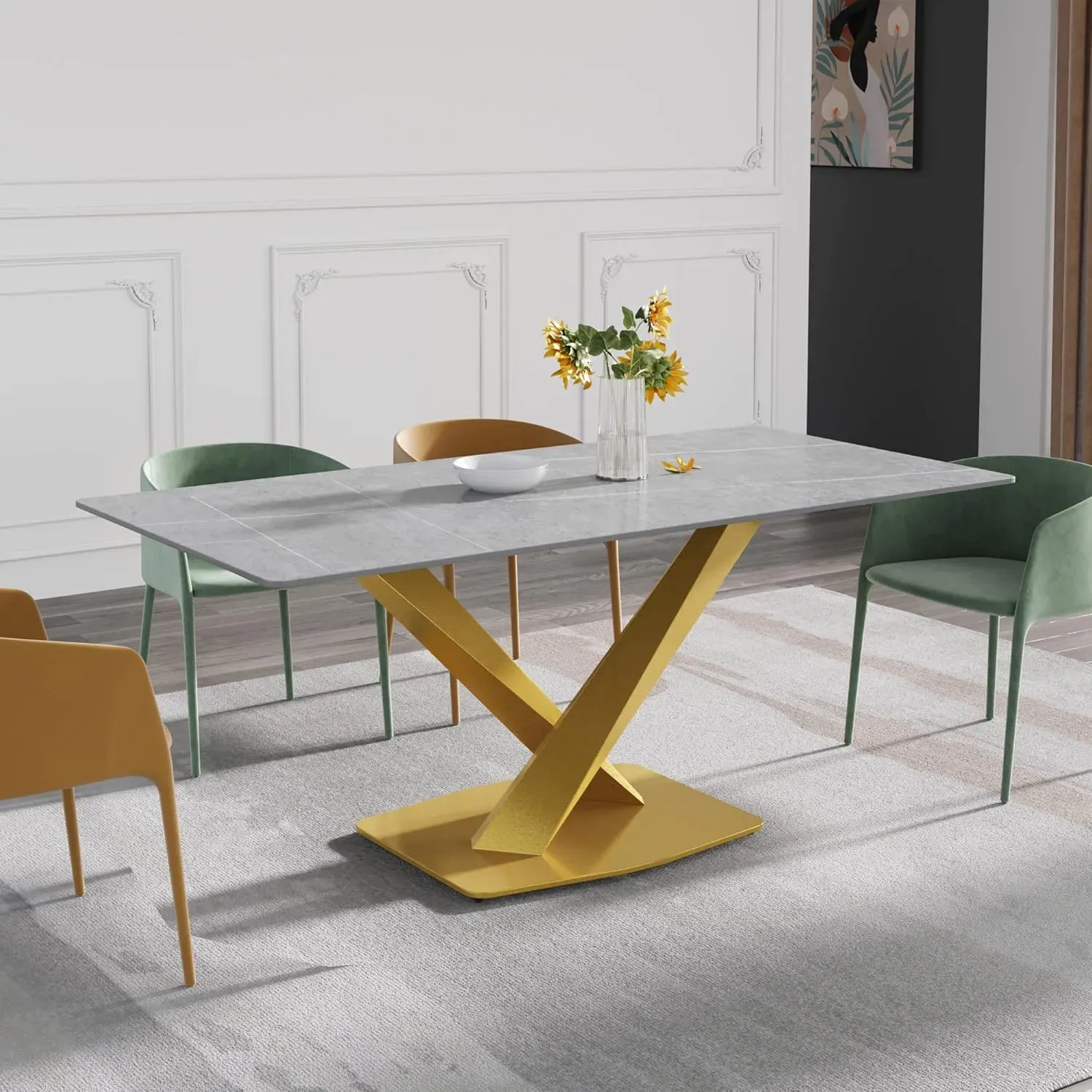 http://70.8%20Modern%20Dining%20Table,%20Grey%20Sintered%20Stone%20Tabletop%20Dining%20Table%20With%20Solid%20Carbon%20Steel%20Base,%20Rectangular%20Dining%20Room%20Table%20For%206%207