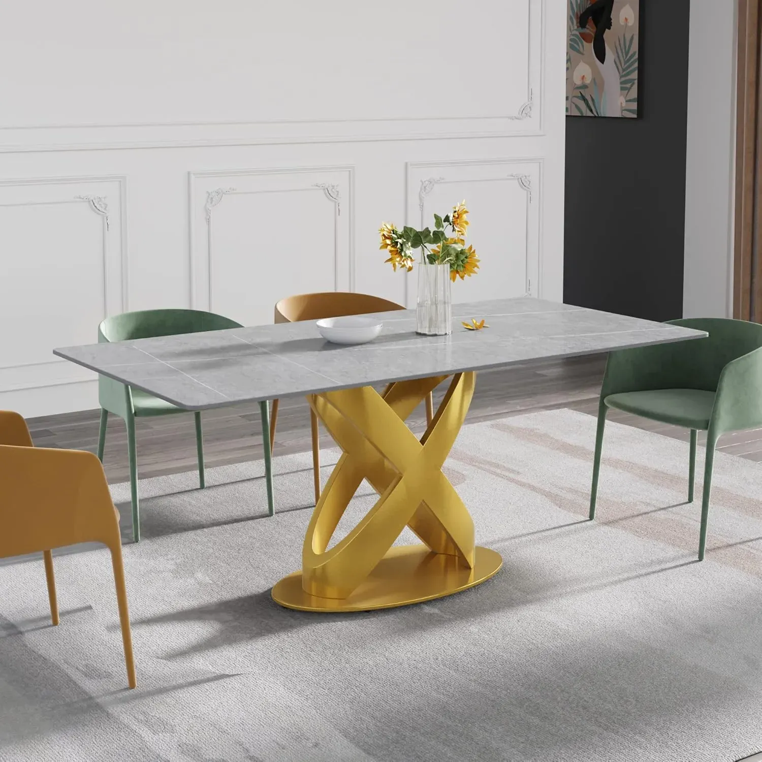 http://70.8%20Modern%20Dining%20Table,%20Grey%20Sintered%20Stone%20Tabletop%20Dining%20Table%20With%20Solid%20Carbon%20Steel%20Base,%20Rectangular%20Dining%20Room%20Table%20For%206%207