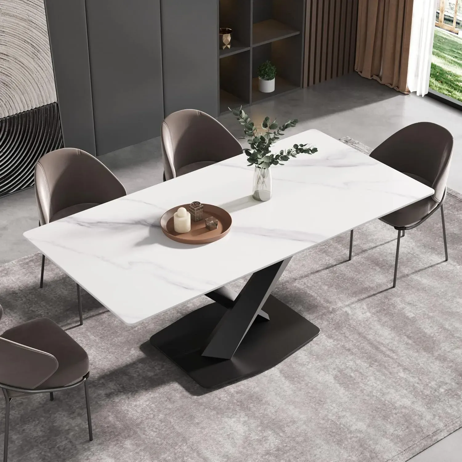 http://70.8%20Modern%20Dining%20Table,%20White%20Sintered%20Stone%20Tabletop%20Dining%20Table%20With%20Solid%20Carbon%20Steel%20Base,%20Rectangular%20Dining%20Room%20Table%20For%206%203