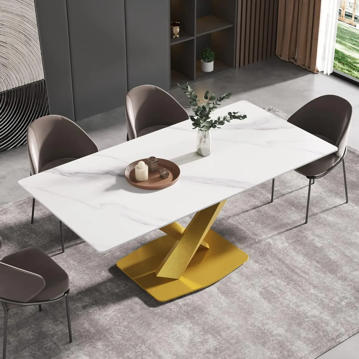 http://70.8%20Modern%20Dining%20Table,%20White%20Sintered%20Stone%20Tabletop%20Dining%20Table%20With%20Solid%20Carbon%20Steel%20Base,%20Rectangular%20Dining%20Room%20Table%20For%206%203