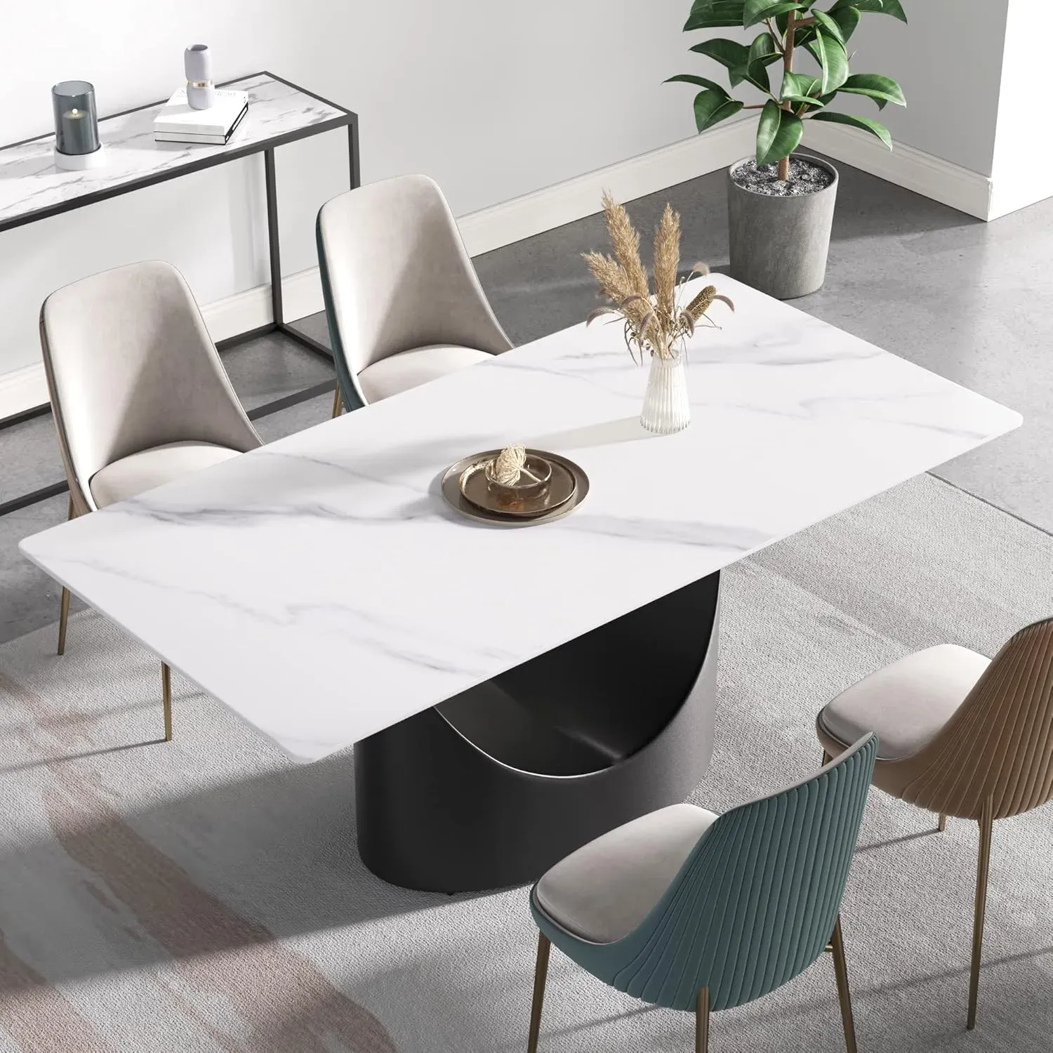 http://70.8%20Modern%20Dining%20Table,%20White%20Sintered%20Stone%20Tabletop%20Dining%20Table%20With%20Solid%20Carbon%20Steel%20Base,%20Rectangular%20Dining%20Room%20Table%20For%206%205