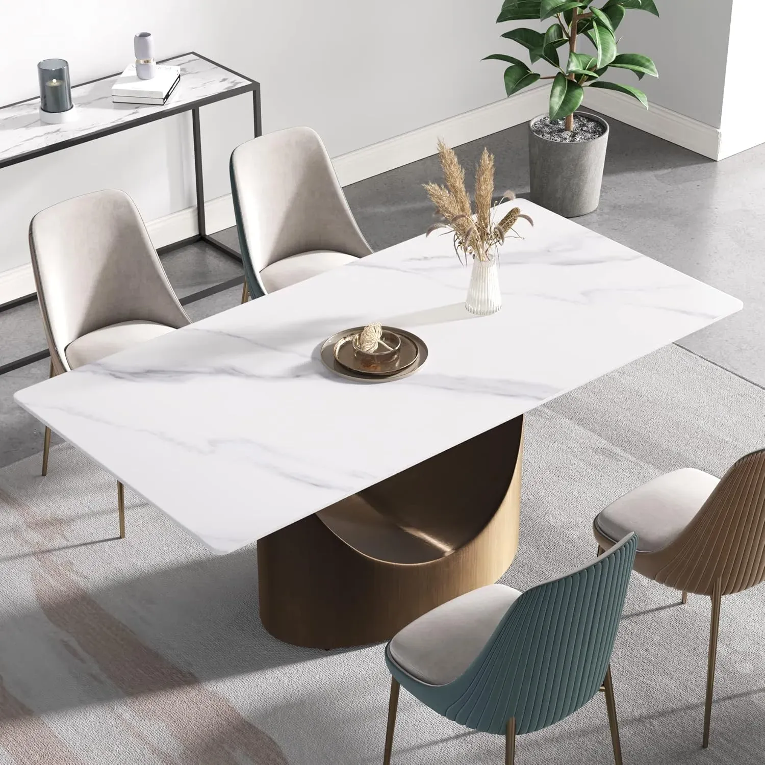 http://70.8%20Modern%20Dining%20Table,%20White%20Sintered%20Stone%20Tabletop%20Dining%20Table%20With%20Solid%20Carbon%20Steel%20Base,%20Rectangular%20Dining%20Room%20Table%20For%206%205
