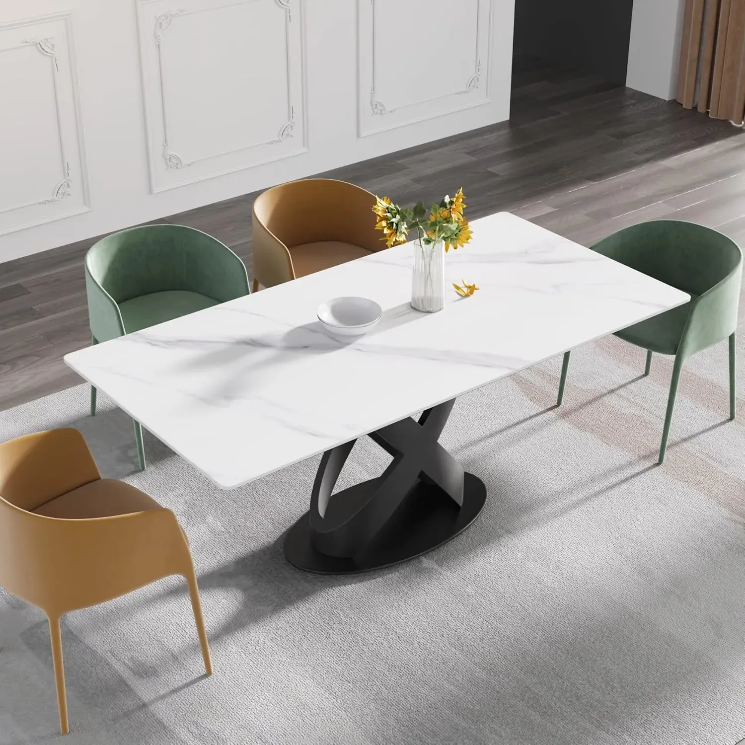 http://70.8%20Modern%20Dining%20Table,%20White%20Sintered%20Stone%20Tabletop%20Dining%20Table%20With%20Solid%20Carbon%20Steel%20Base,%20Rectangular%20Dining%20Room%20Table%20For%206%207