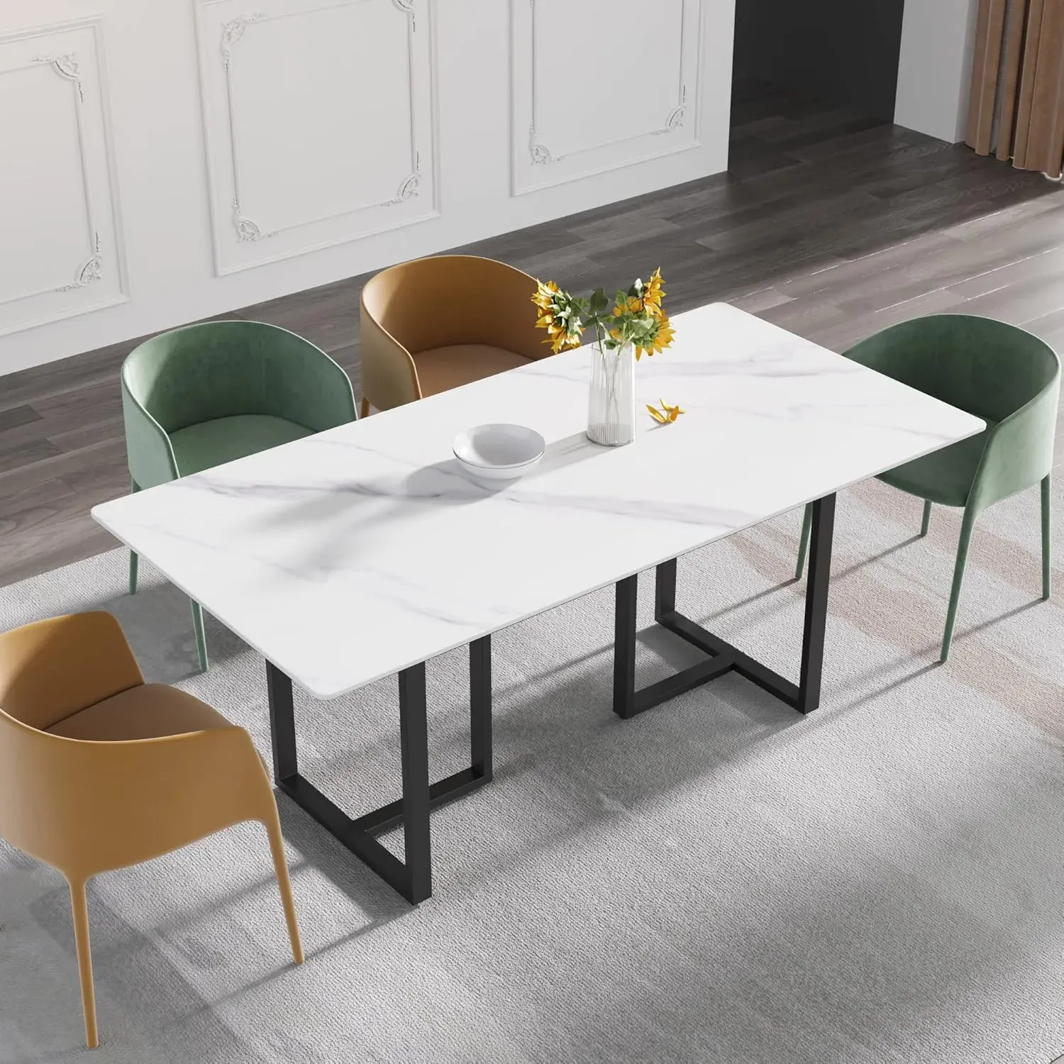 http://70.8%20Modern%20Dining%20Table,%20White%20Sintered%20Stone%20Tabletop%20Dining%20Table%20With%20Solid%20Carbon%20Steel%20Base,%20Rectangular%20Dining%20Room%20Table%20For%206%207