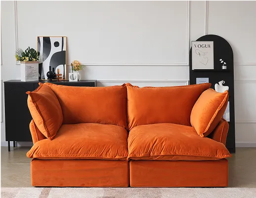 Sky Cloud Plus Velvet Sectional Sofa Loveseat Configuration