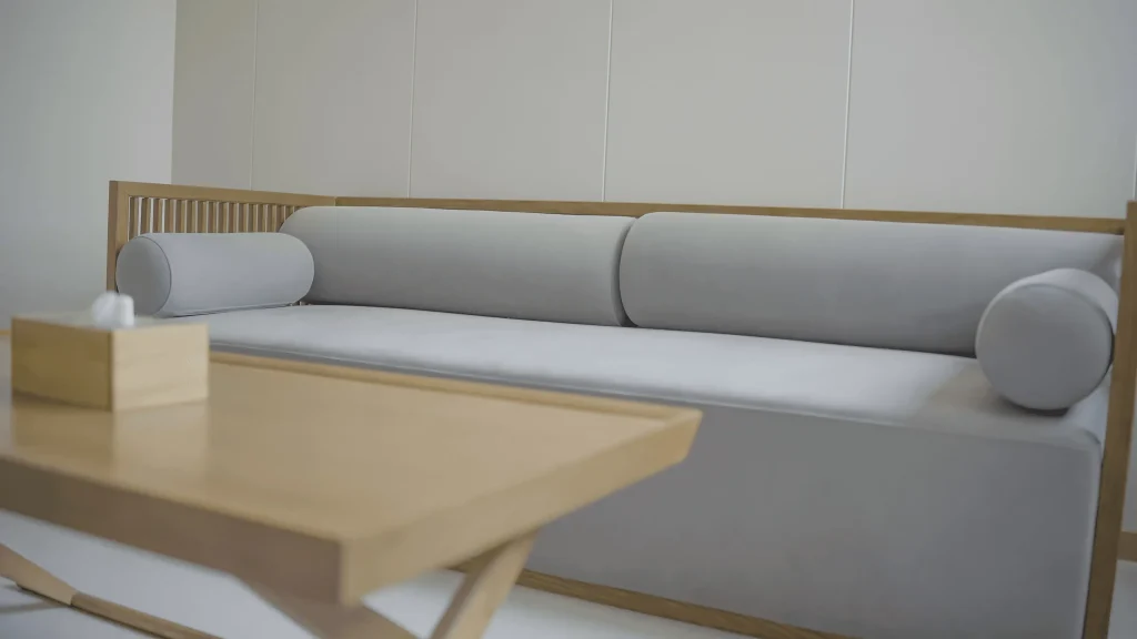 An Armless Sofa Modular Sofa In A Straight Line