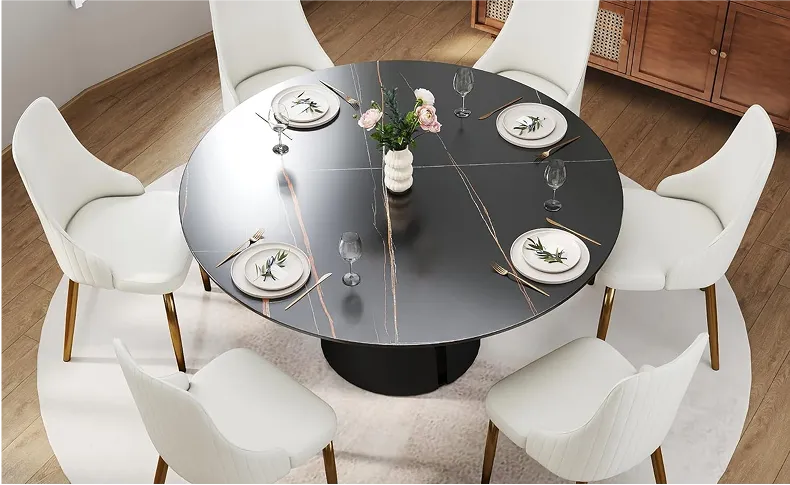 Industrial Loft Style Slate Dining Table with Carbon Steel Legs Complementing Exposed Ductwork