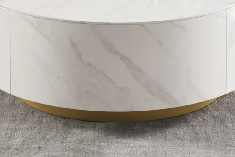 Durable Gold-Toned Steel Supports Providing Strength and Balance for Lunar Coffee Table