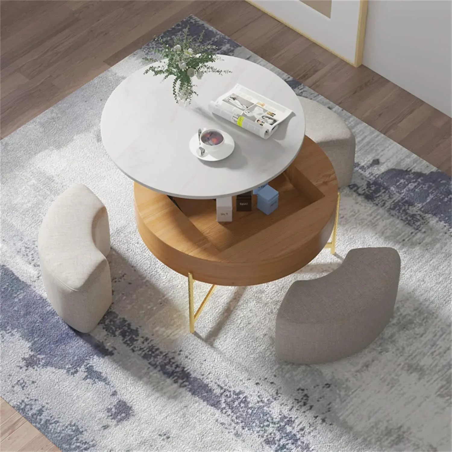 http://Lift%20Top%20Round%20Coffee%20Table%20With%20Stools,%20White%20Nesting%20Coffee%20Table%20With%20Hidden%20Storage%20Compartment,%20Marble%20Center%20Tables%20Set%20For%20Living%20Room,%20Reception%20Room,%20Office%201