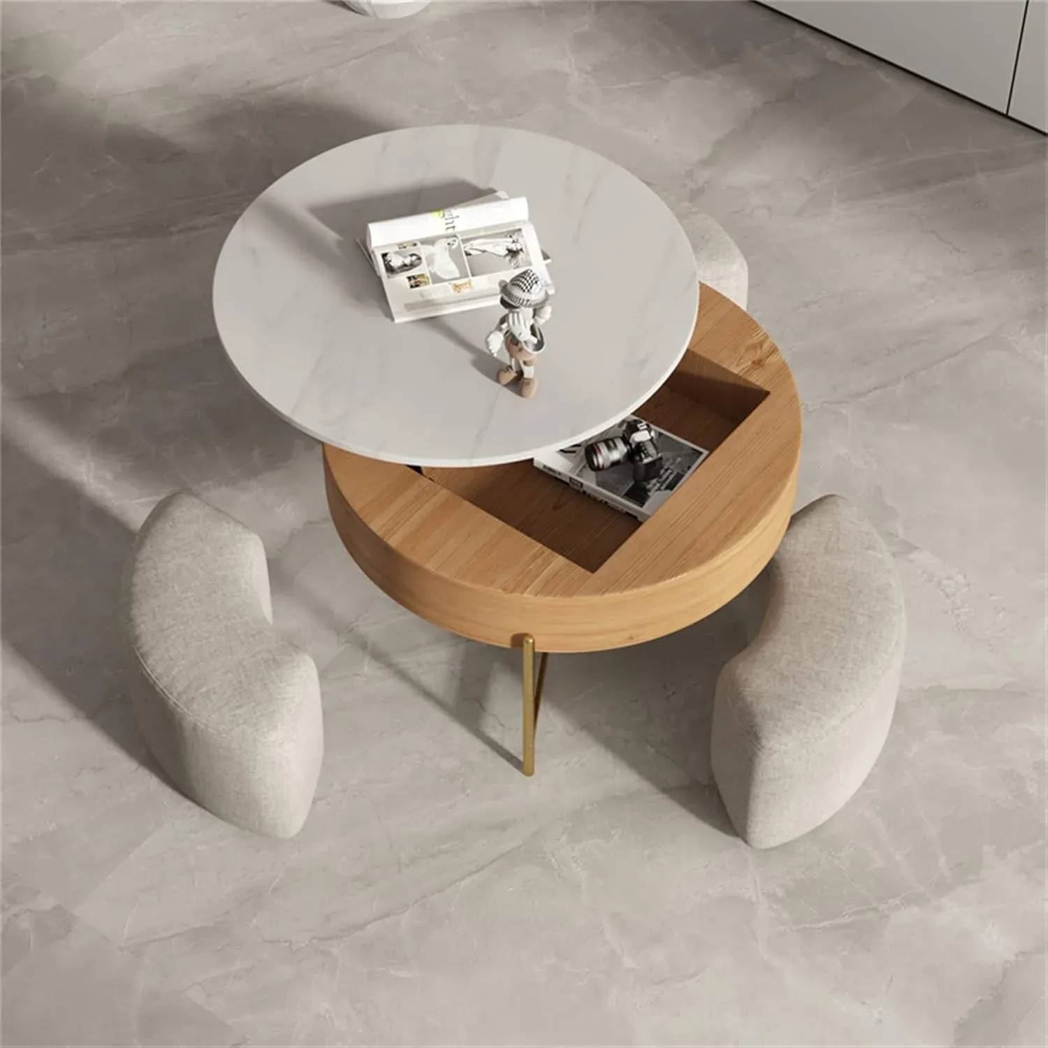 http://Lift%20Top%20Round%20Coffee%20Table%20With%20Stools,%20White%20Nesting%20Coffee%20Table%20With%20Hidden%20Storage%20Compartment,%20Marble%20Center%20Tables%20Set%20For%20Living%20Room,%20Reception%20Room,%20Office%204