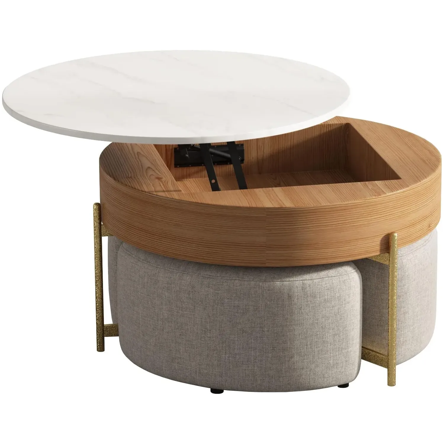 http://Lift%20Top%20Round%20Coffee%20Table%20With%20Stools,%20White%20Nesting%20Coffee%20Table%20With%20Hidden%20Storage%20Compartment,%20Marble%20Center%20Tables%20Set%20For%20Living%20Room,%20Reception%20Room,%20Office%207