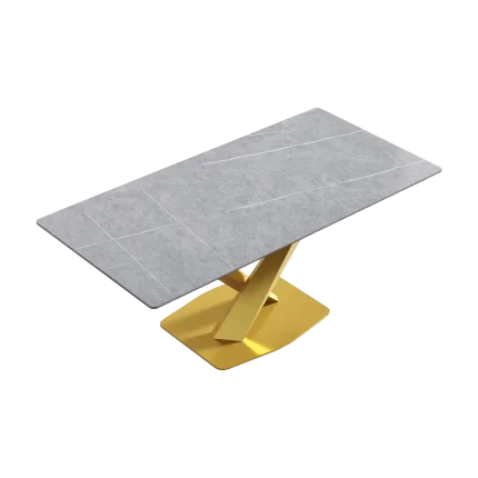 70" Modern Gray Dining Table with Stone Top for 6 | Atunus Home
