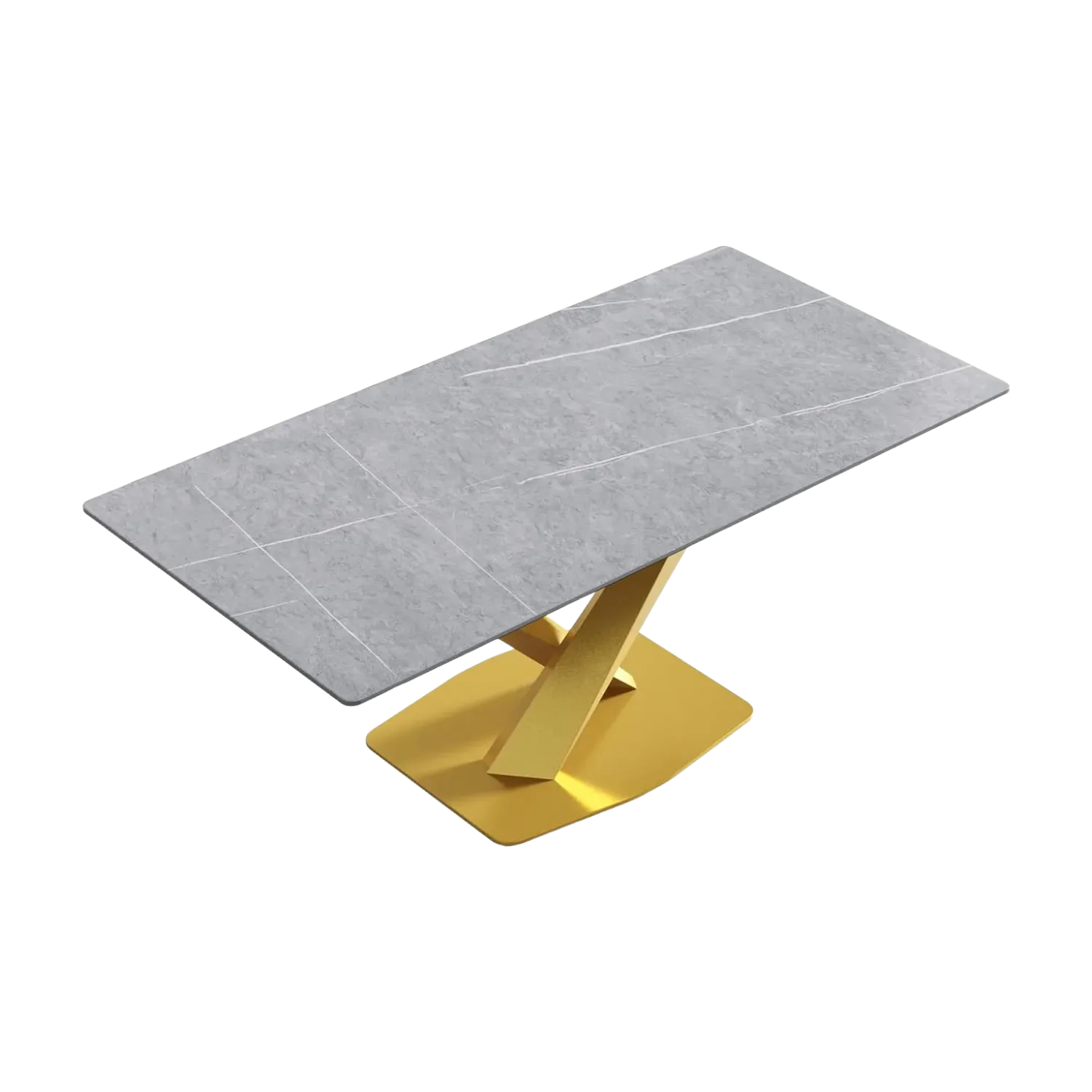 70" Rectangular Grey with Classic Gold Base for 6