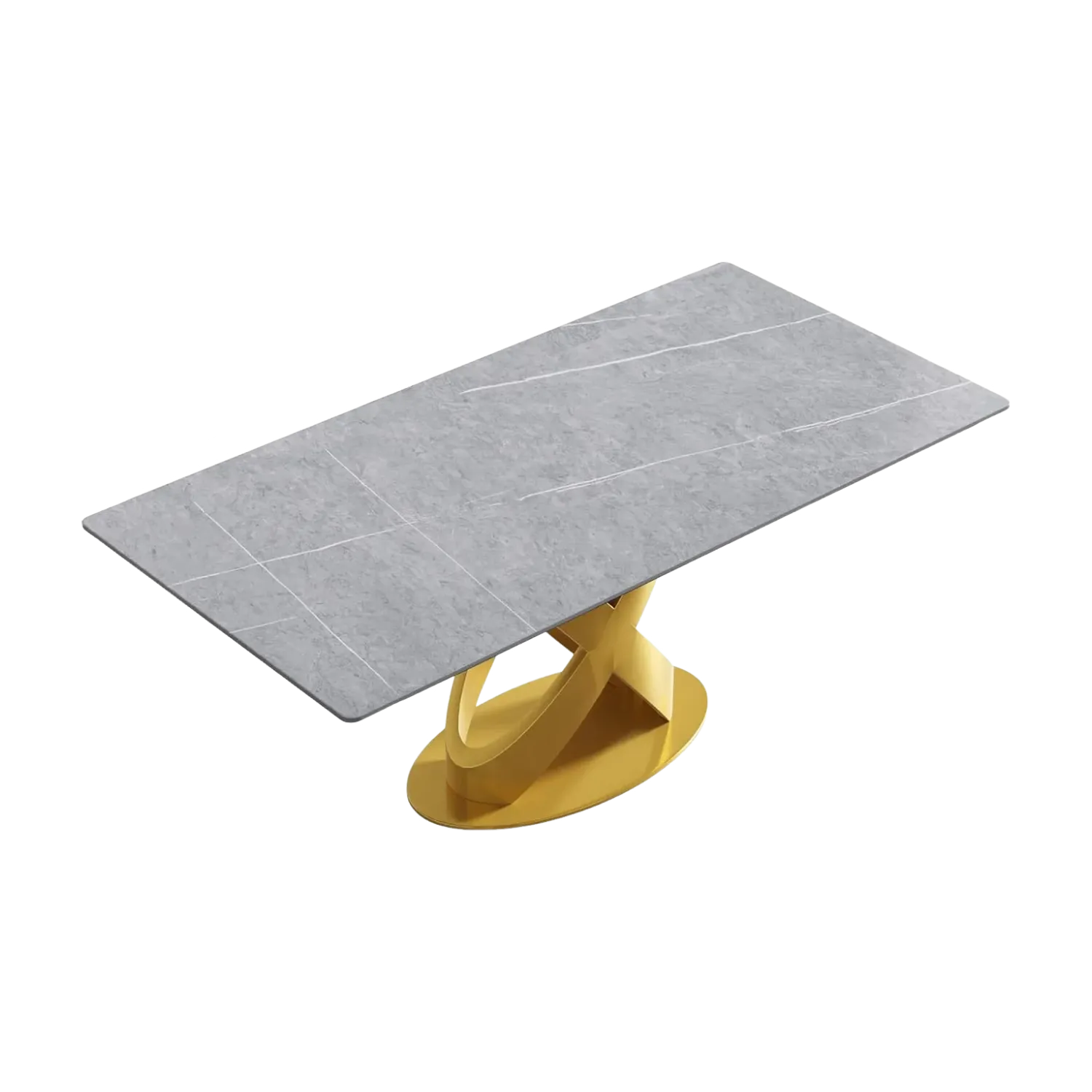 70" Rectangular Grey with Luxe Gold Base for 6