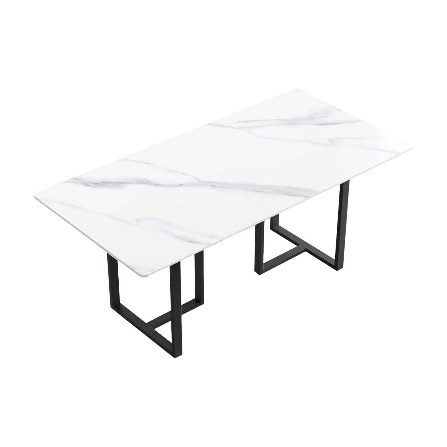 70" Rectangular White with Onyx Black Base for 6