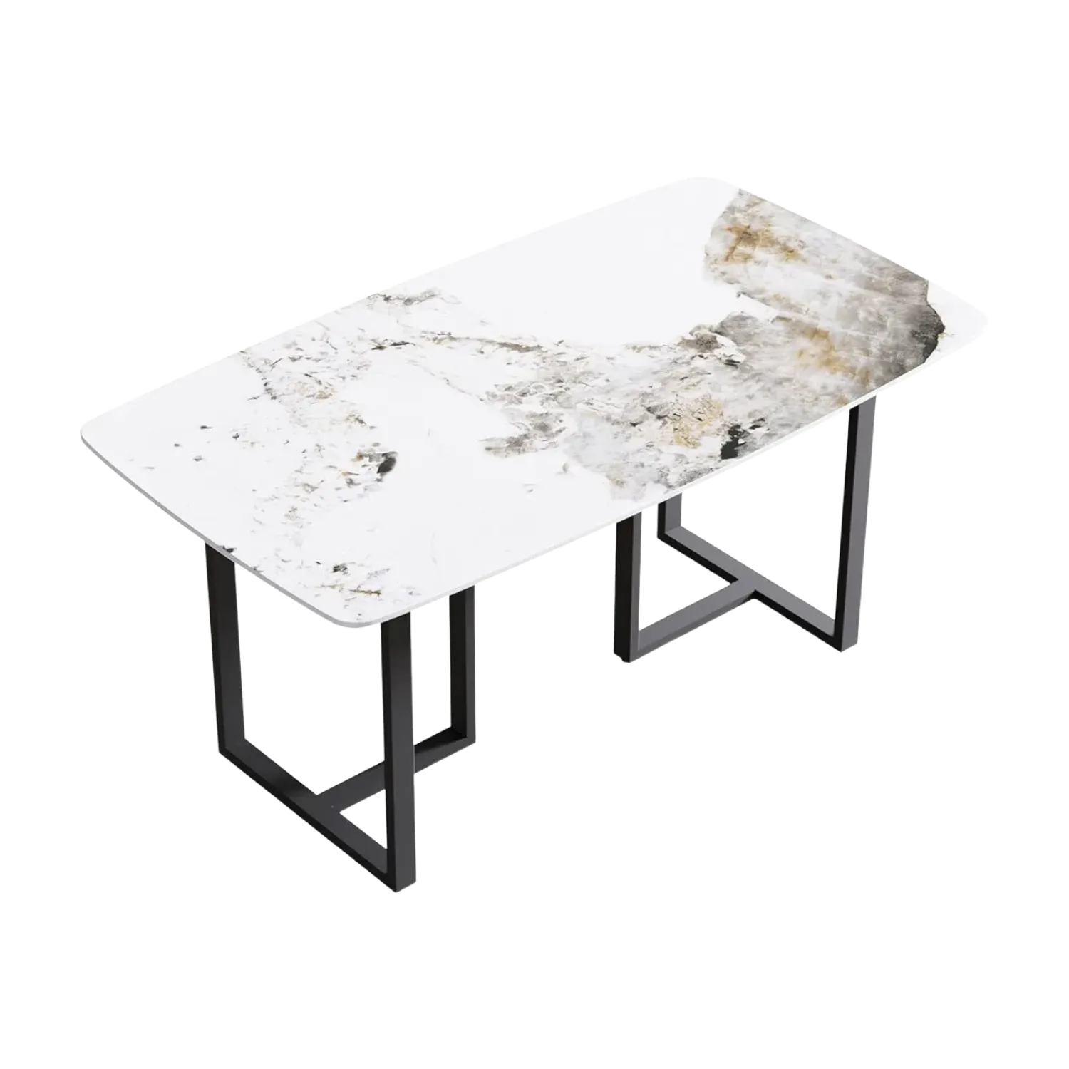 63" Rectangular Antique White with Onyx Black Base for 4-6