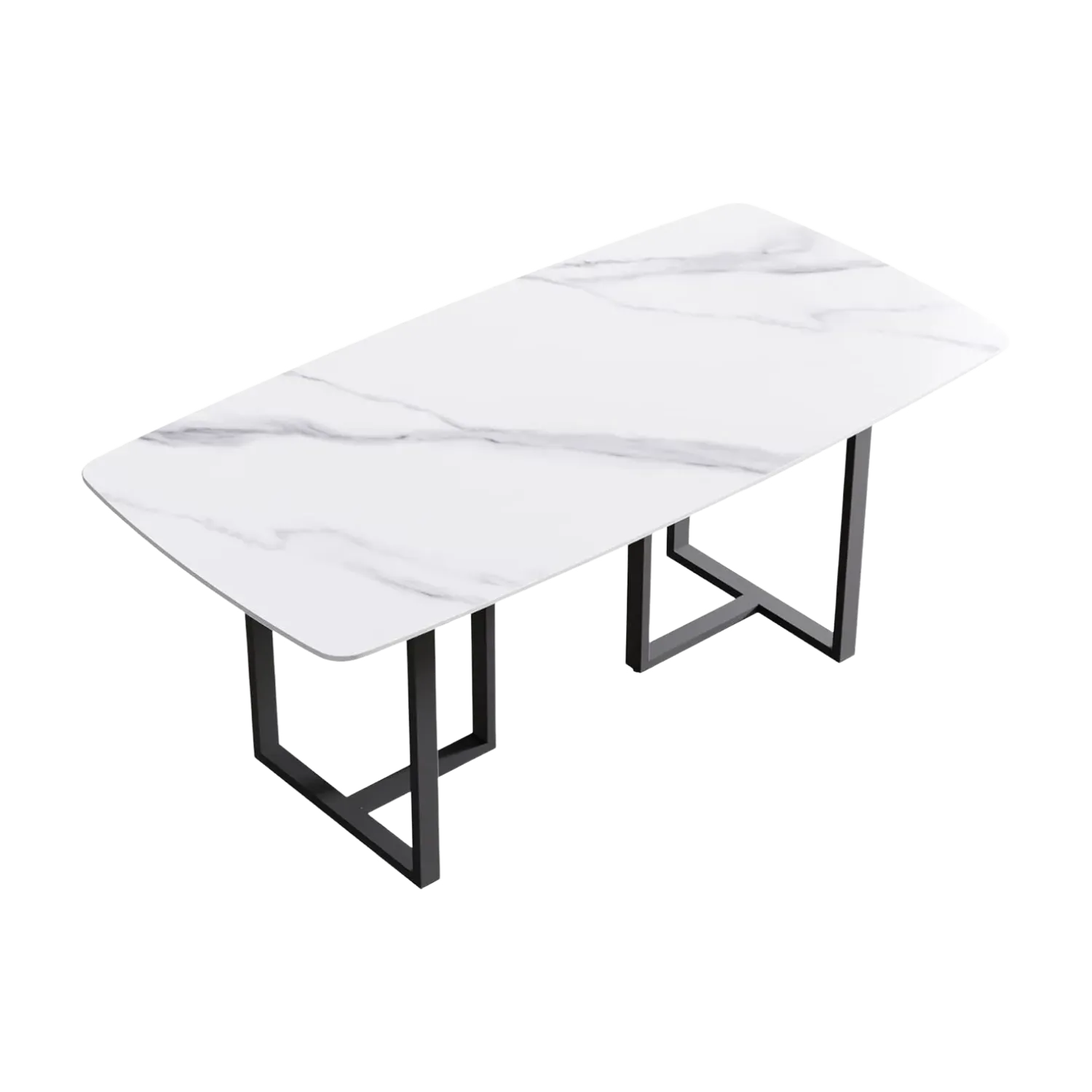 70" Rectangular White with Onyx Black Base for 6-8