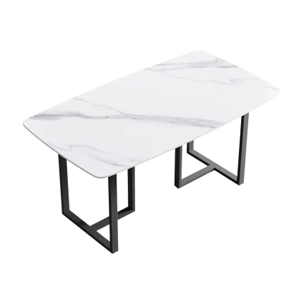 Atlas Elegant Dining Tables | 63" Rectangular White with Onyx Black Base for 4-6