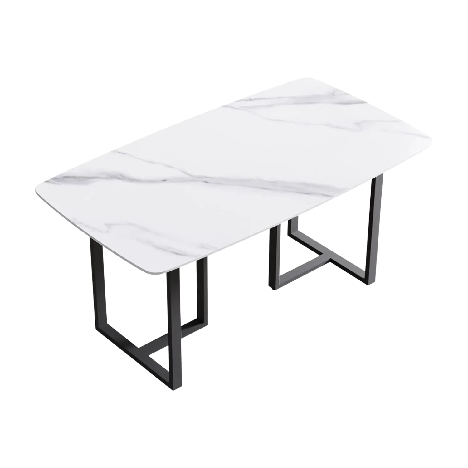 63" Rectangular White with Onyx Black Base for 4-6