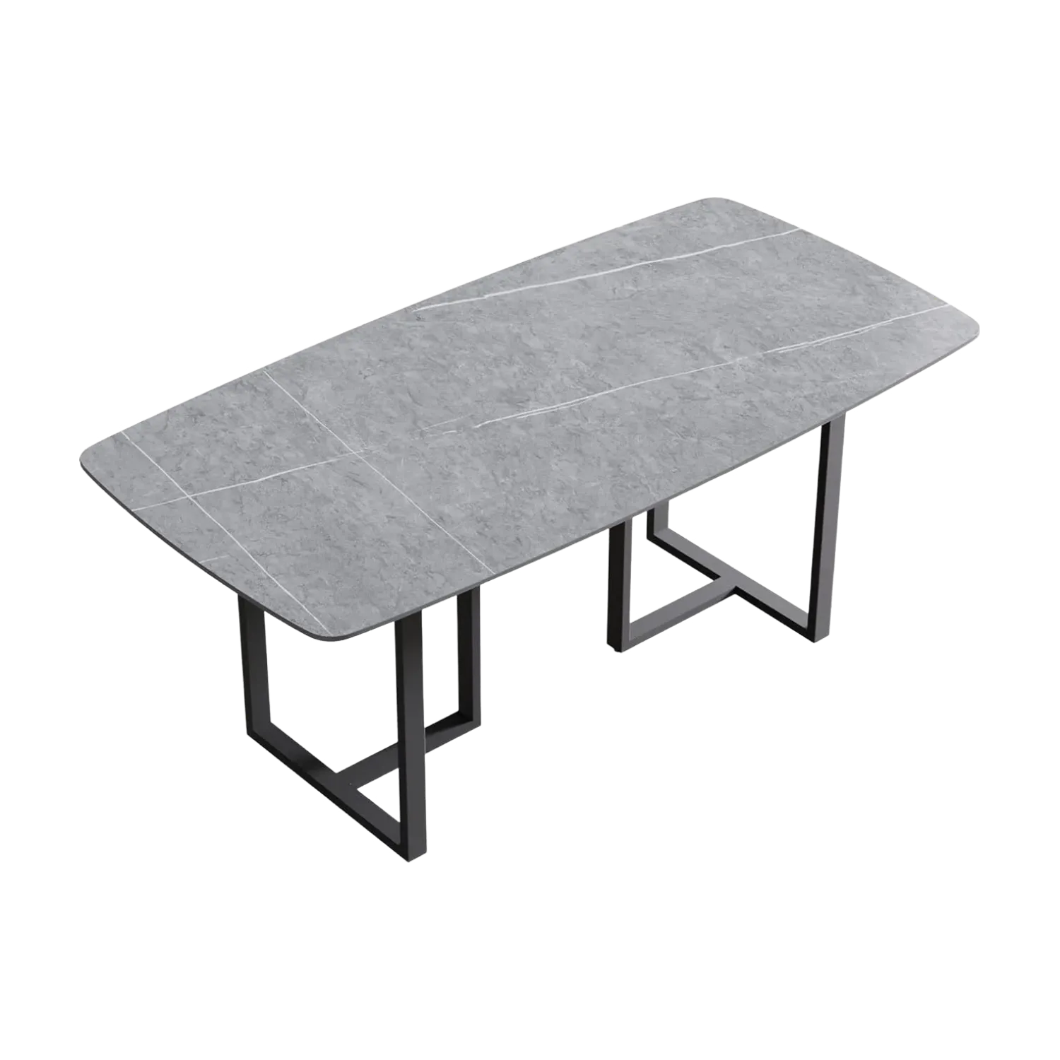 70" Rectangular Grey with Onyx Black Base for 6-8