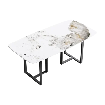 Atlas Opulent Dining Tables | 70" Rectangular Antique White with Onyx Black Base for 6-8
