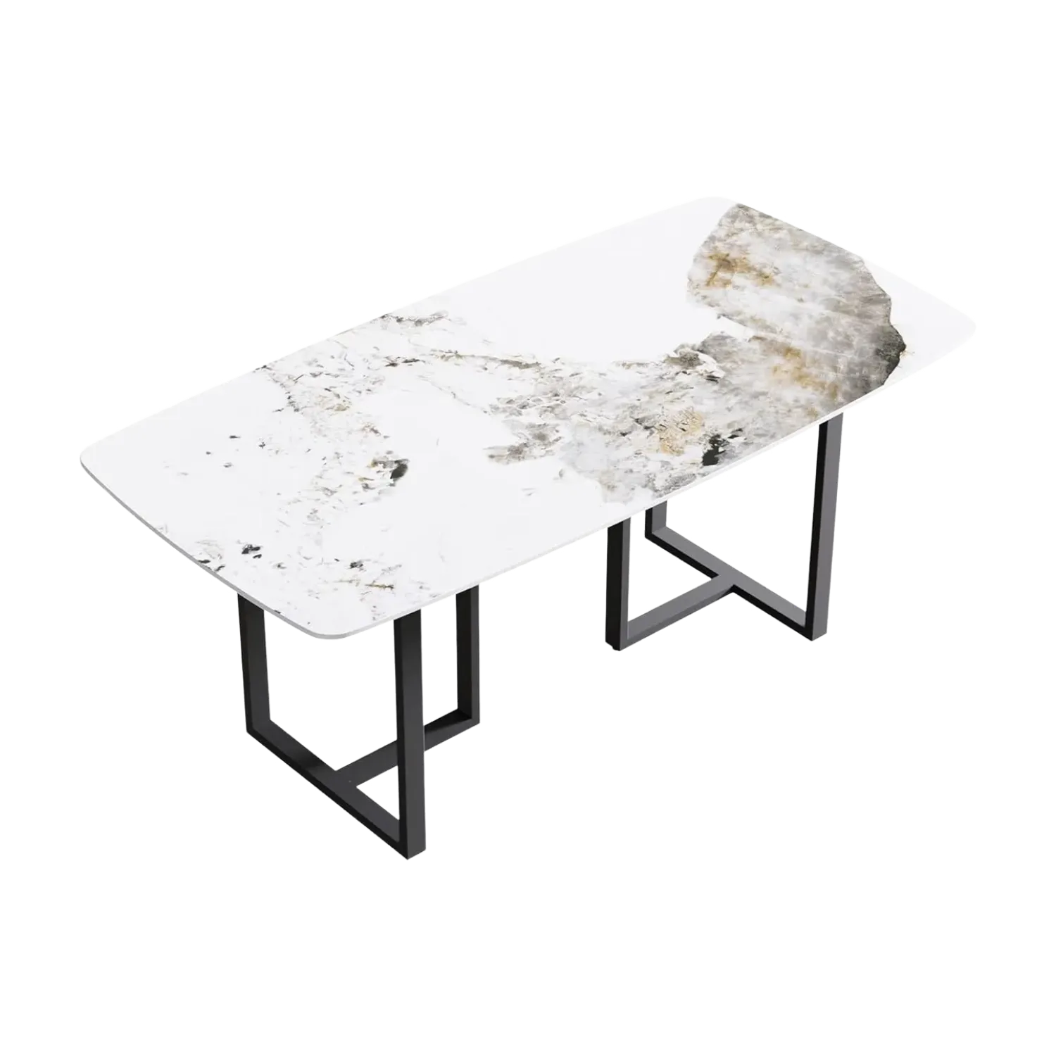70" Rectangular Antique White with Onyx Black Base for 6-8