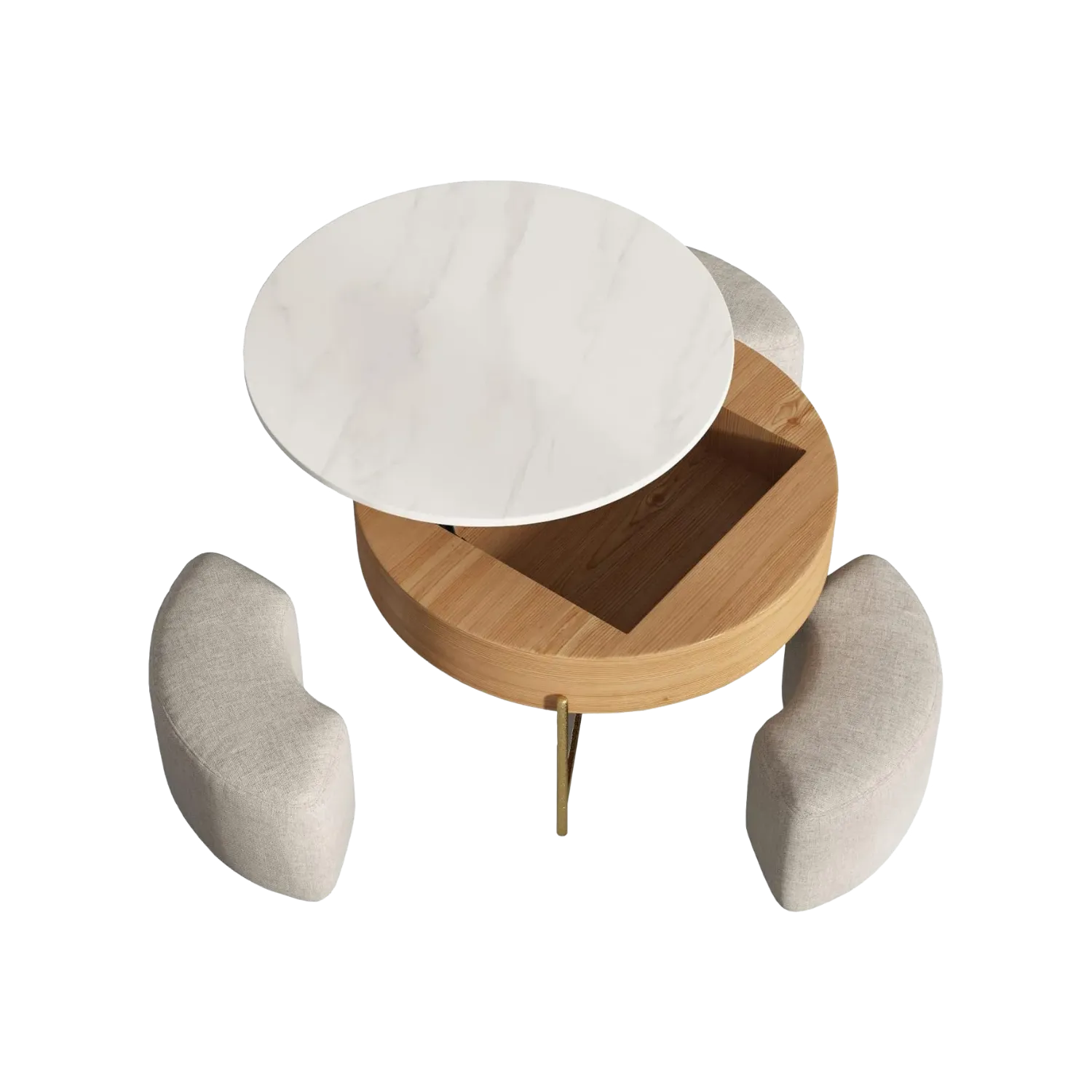 Marble Top 31" Round White with Classic Gold Base