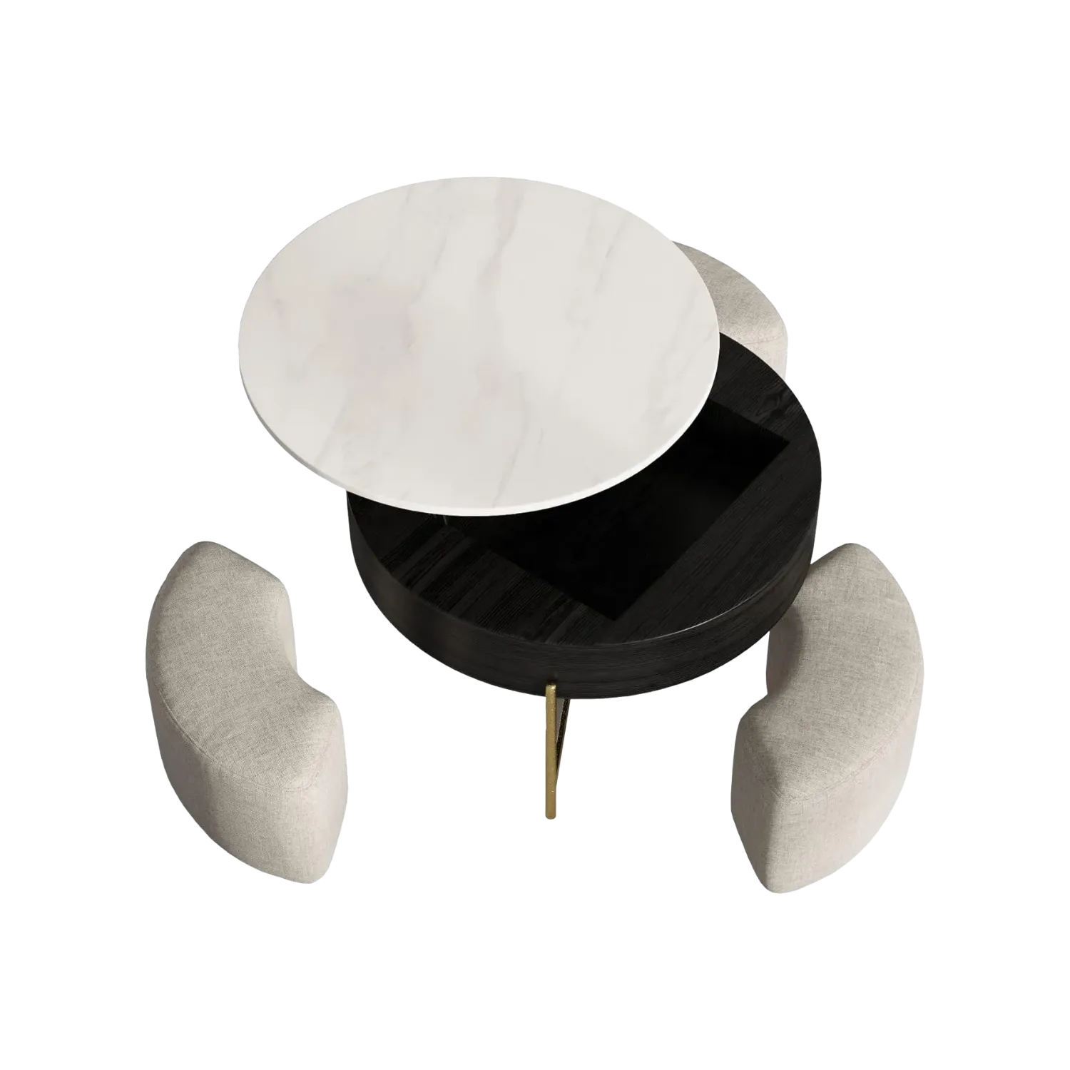 Marble Top 31" Round Black with Classic Gold Base
