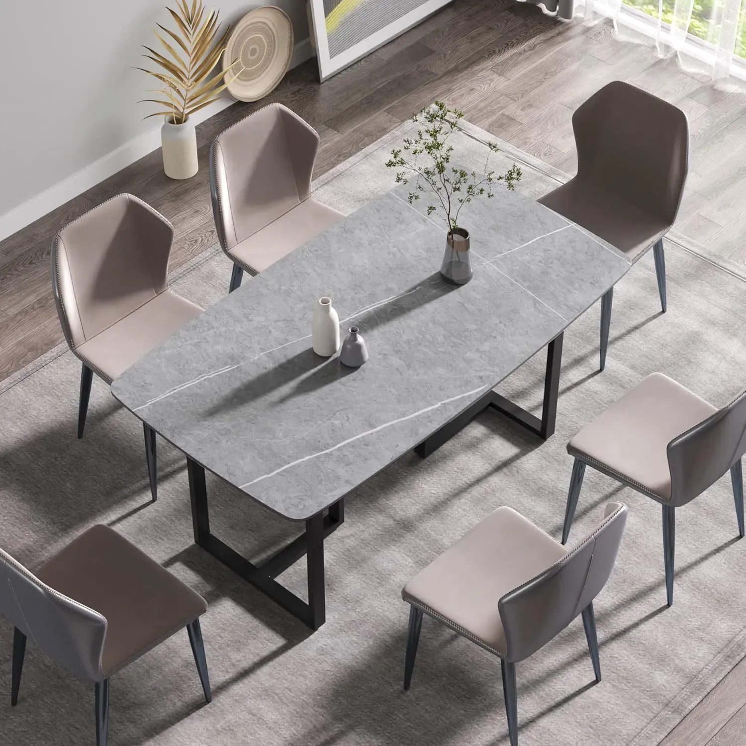 63" Rectangular Grey with Onyx Black Base for 4-6