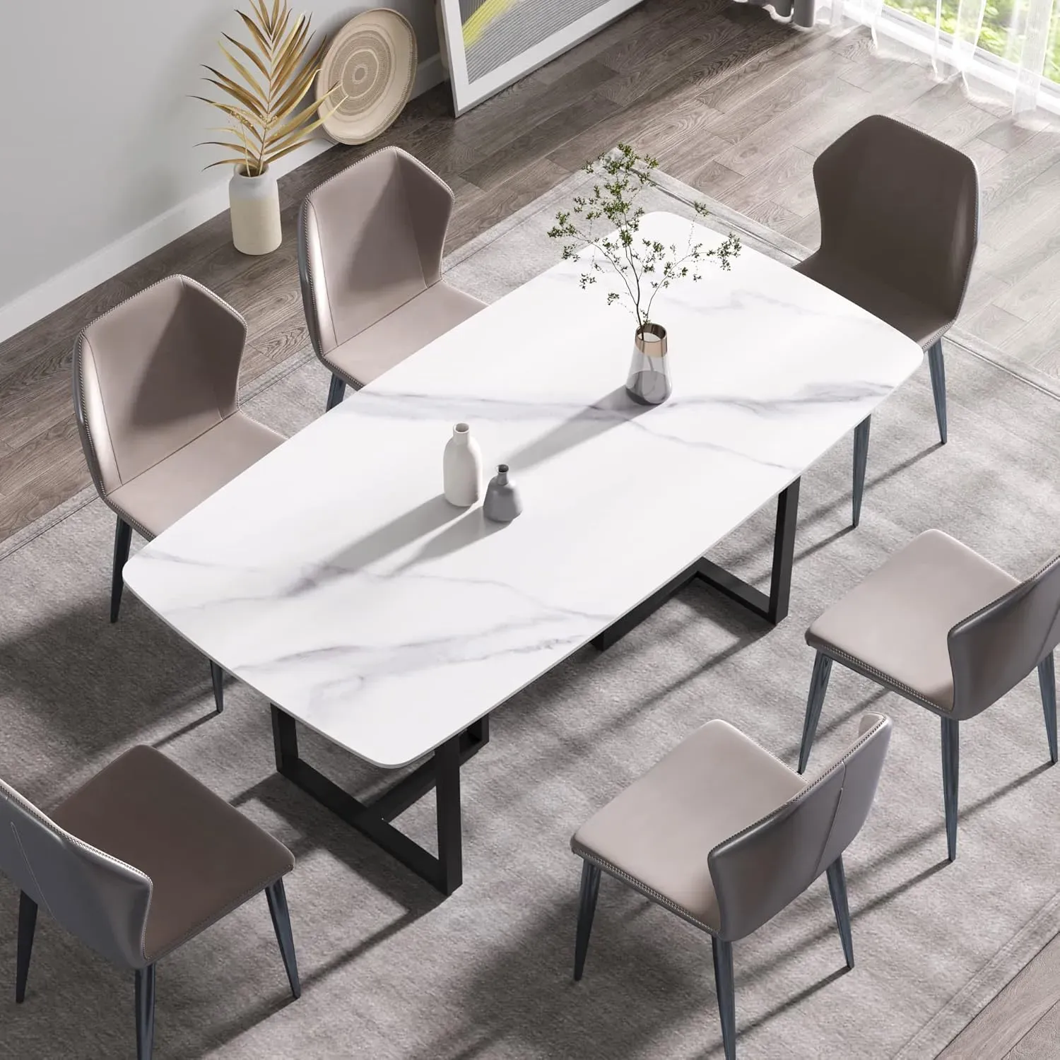 70" Rectangular White with Onyx Black Base for 6-8