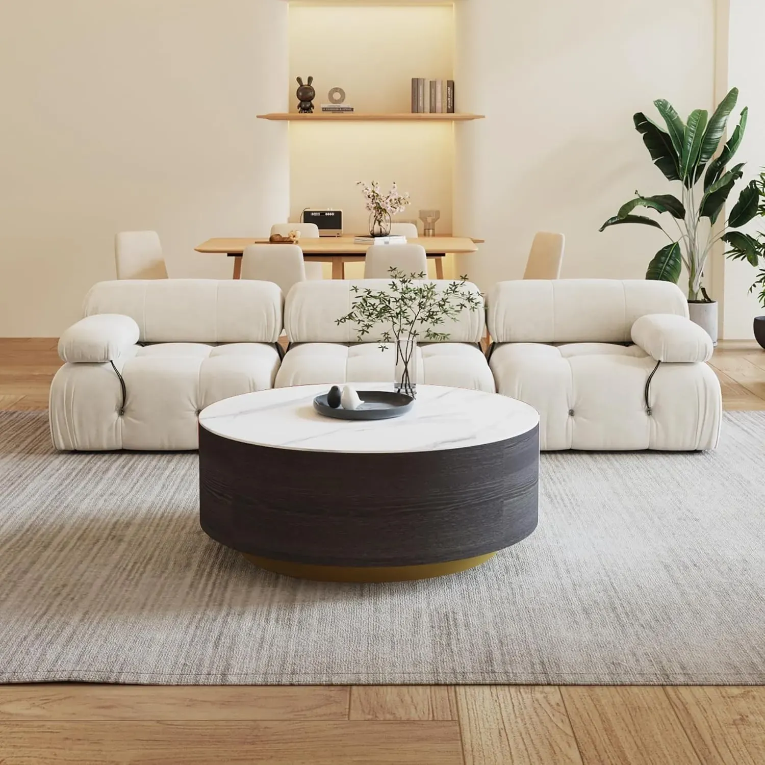 http://Modern%20Round%20Coffee%20Table%20With%202%20Drawers,%20Sintered%20Stone%20Tabletop%20And%20Golden%20Base,%20Center%20Table%20For%20Living%20Room,%20Fully%20Assembled,%20Black%20End%20Table%2033.4%201