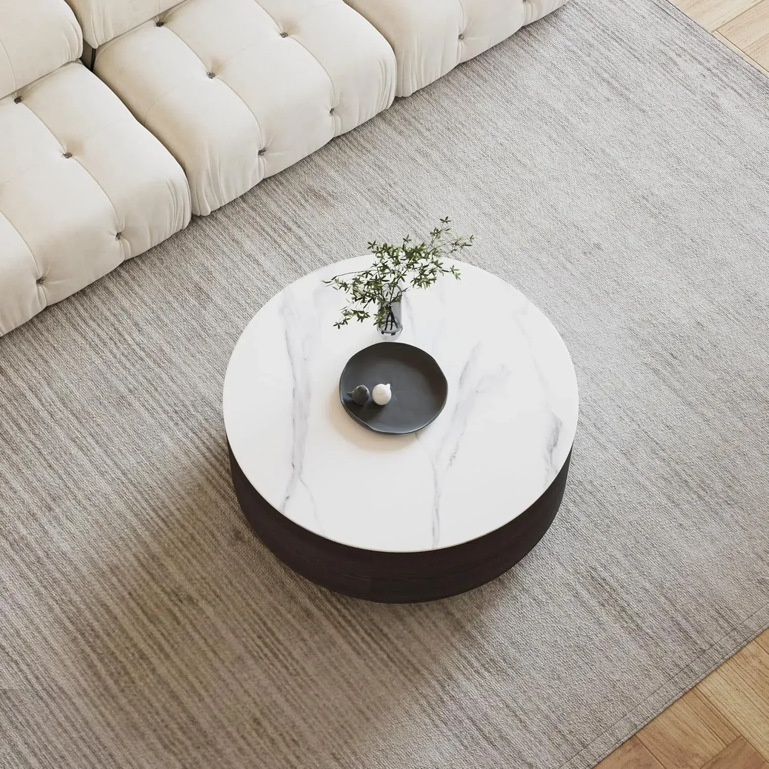 http://Modern%20Round%20Coffee%20Table%20With%202%20Drawers,%20Sintered%20Stone%20Tabletop%20And%20Golden%20Base,%20Center%20Table%20For%20Living%20Room,%20Fully%20Assembled,%20Black%20End%20Table%2033.4%207
