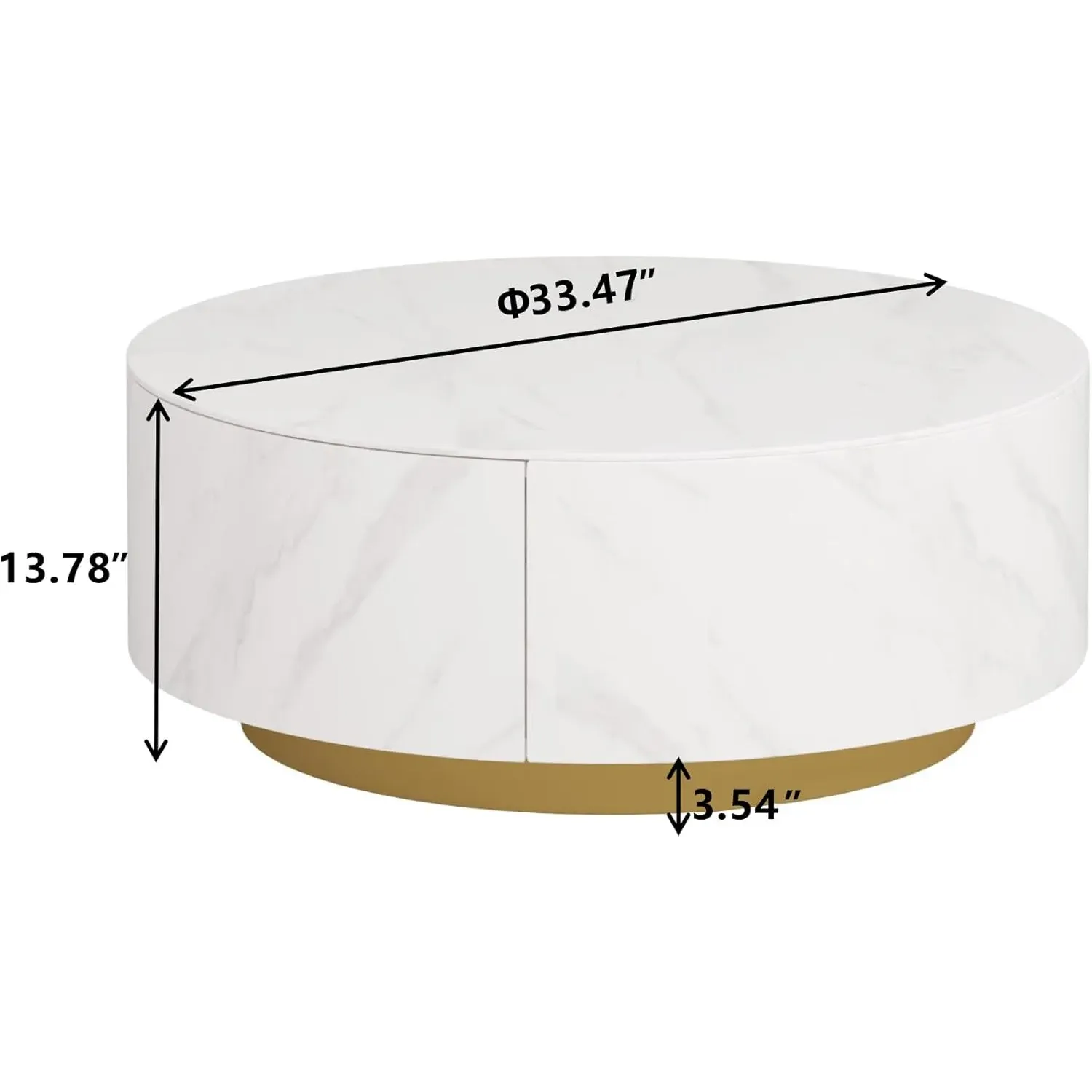 http://Modern%20Round%20Coffee%20Table%20With%202%20Drawers,%20Sintered%20Stone%20Tabletop%20And%20Golden%20Base,%20Center%20Table%20For%20Living%20Room,%20Fully%20Assembled,%20White%20End%20Table%2033.4%202