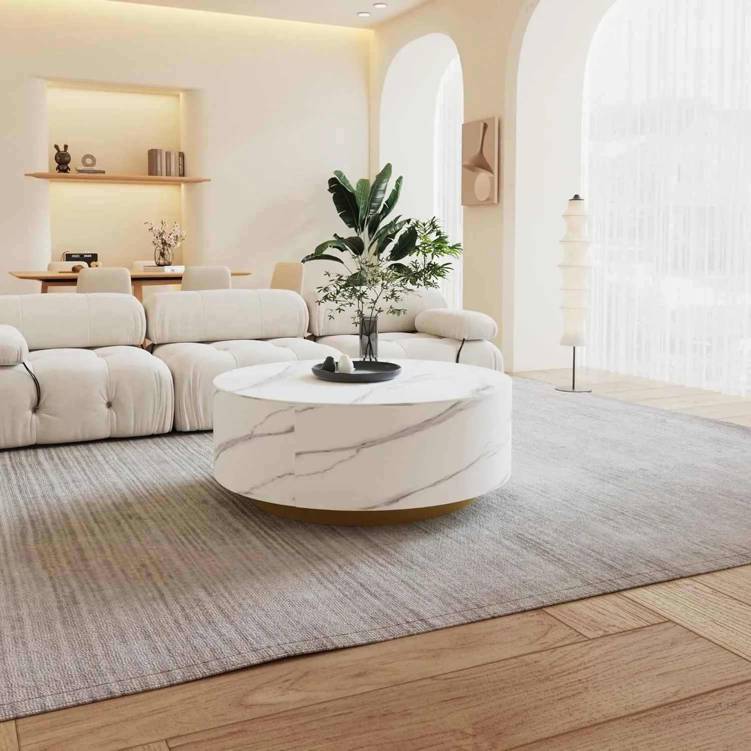 http://Modern%20Round%20Coffee%20Table%20With%202%20Drawers,%20Sintered%20Stone%20Tabletop%20And%20Golden%20Base,%20Center%20Table%20For%20Living%20Room,%20Fully%20Assembled,%20White%20End%20Table%2033.4%206