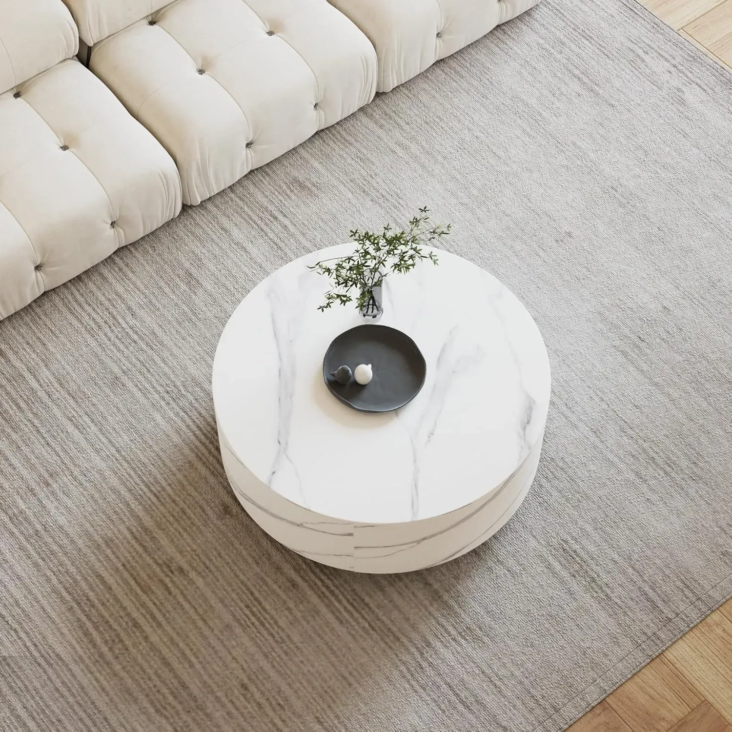 http://Modern%20Round%20Coffee%20Table%20With%202%20Drawers,%20Sintered%20Stone%20Tabletop%20And%20Golden%20Base,%20Center%20Table%20For%20Living%20Room,%20Fully%20Assembled,%20White%20End%20Table%2033.4%207