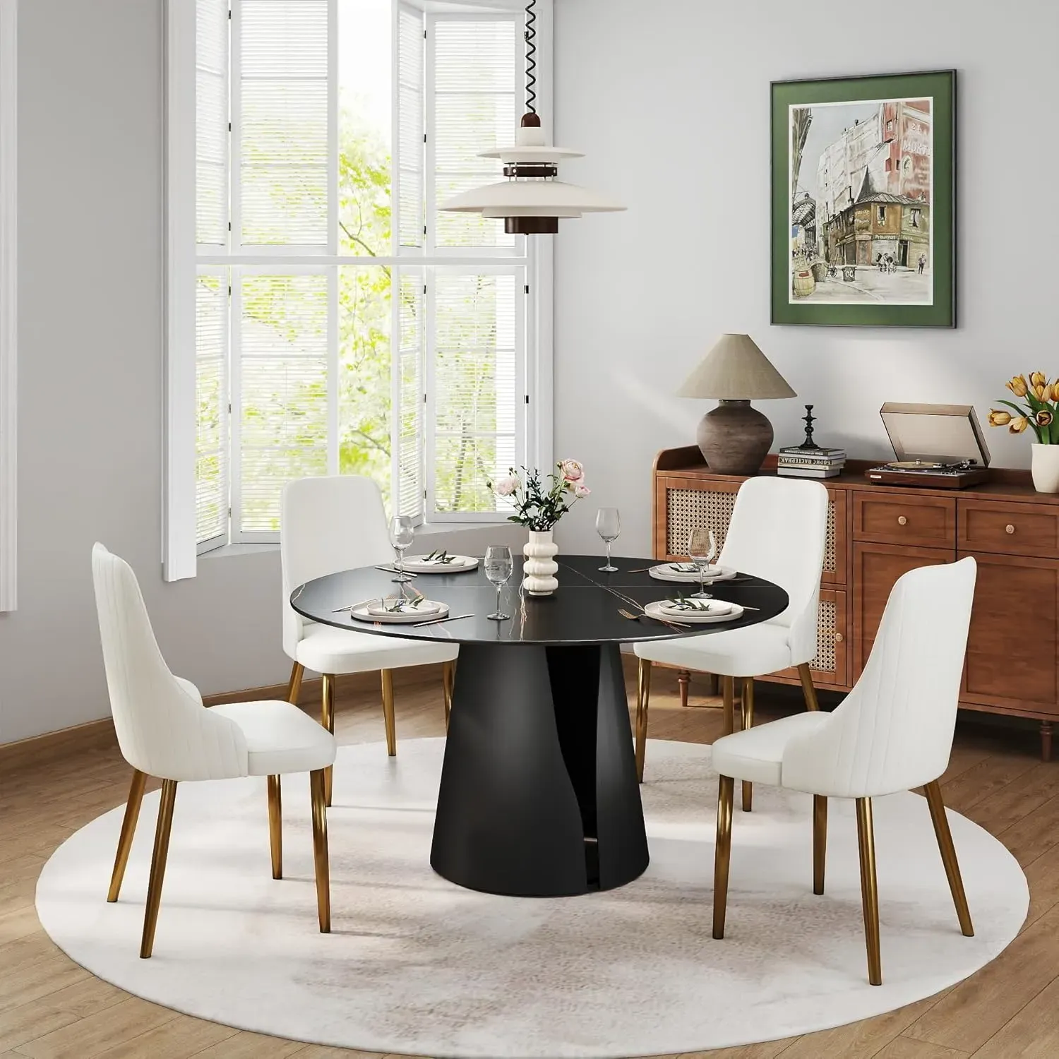 http://Modern%20Round%20Dining%20Table,%20Sintered%20Stone%20Black%20Tabletop,%20Kitchen%20Table%20With%20Solid%20Carbon%20Steel%20Base,%2053%20Black%20Dining%20Table%20For%206%201