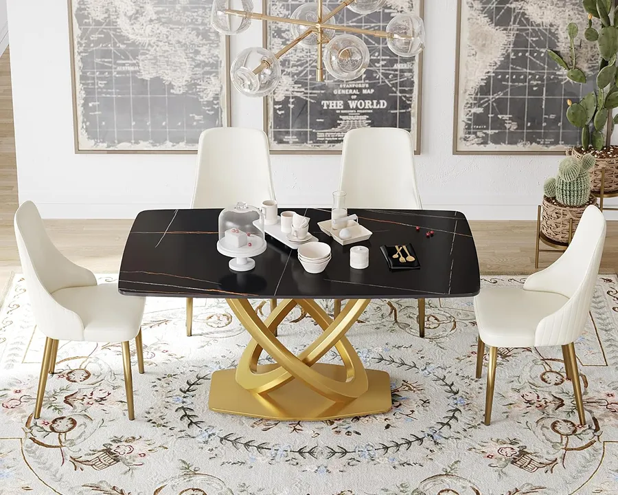 Luxury Opulent Dining Table with Scratch-Resistant Stone Surface
