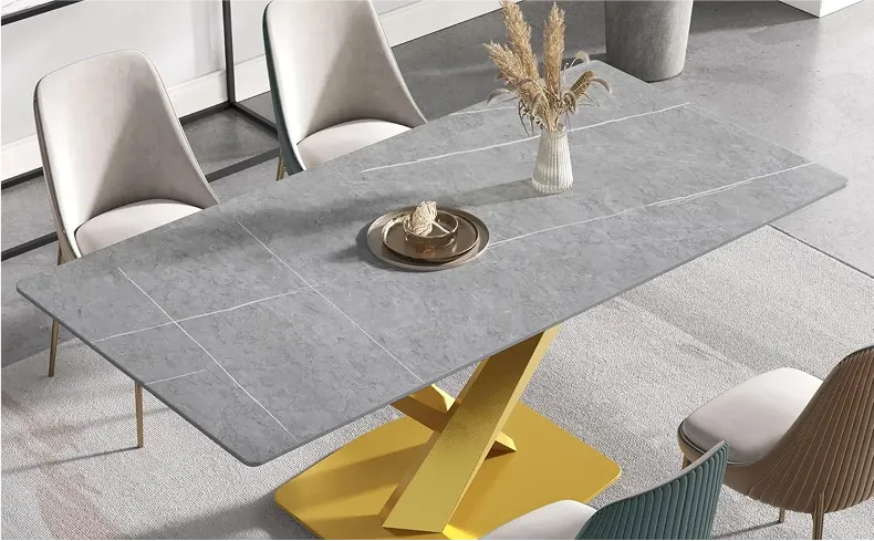 Pietra Rectangular Dining Table in stylish living space showcasing its elegant design and durability