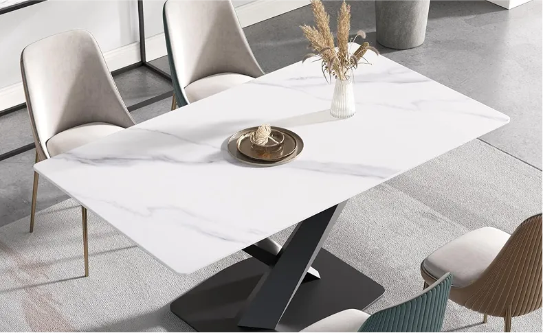 Pietra Rectangular Dining Table in modern dining room setting with complementary furniture
