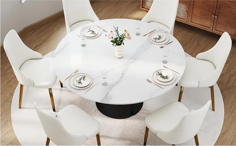 Coastal Chic Slate Dining Table with Reflective Surface Mimicking Sunlight on Water