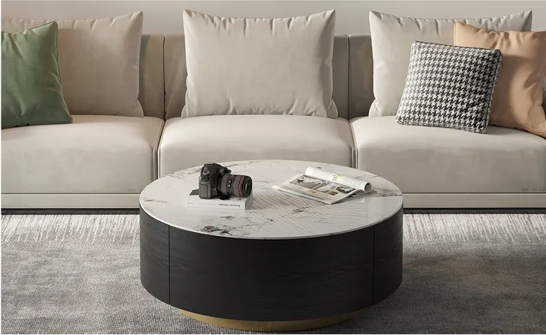 Italian Luxury Living Room with Terra Lunar Coffee Table Reflecting Travertine Floor Design