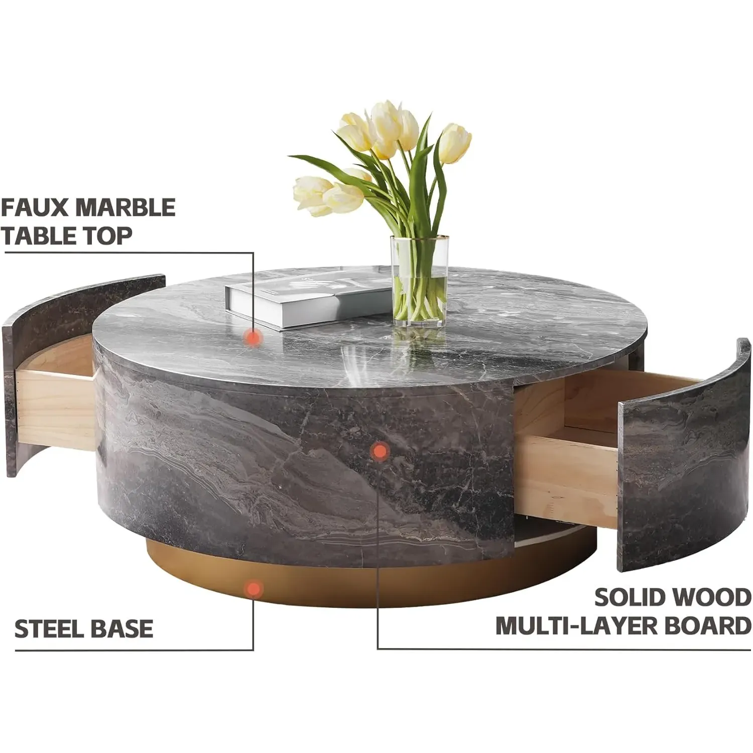 http://Round%20Coffee%20Table%20Faux%20Marble,%2033.4%20Mid%20Century%20Modern%20Coffee%20Table%20With%202%20Drawers,%20Center%20Table%20For%20Living%20Room,%20Office,%20Light%20Gray%203