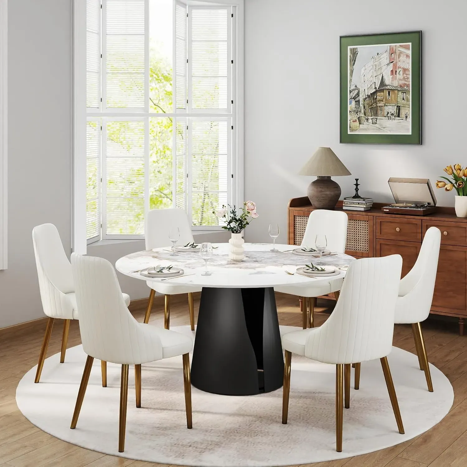 http://Round%20Dining%20Table%20For%206%208,%2059%20Glossy%20Sintered%20Stone%20Table%20Top%20With%20Solid%20Black%20Carbon%20Steel%20Pedestal,%20Antique%20White%20Kitchen%20Table%20For%20Dining%20Room%20Restaurant%20(stone%20Table%20Only)%201