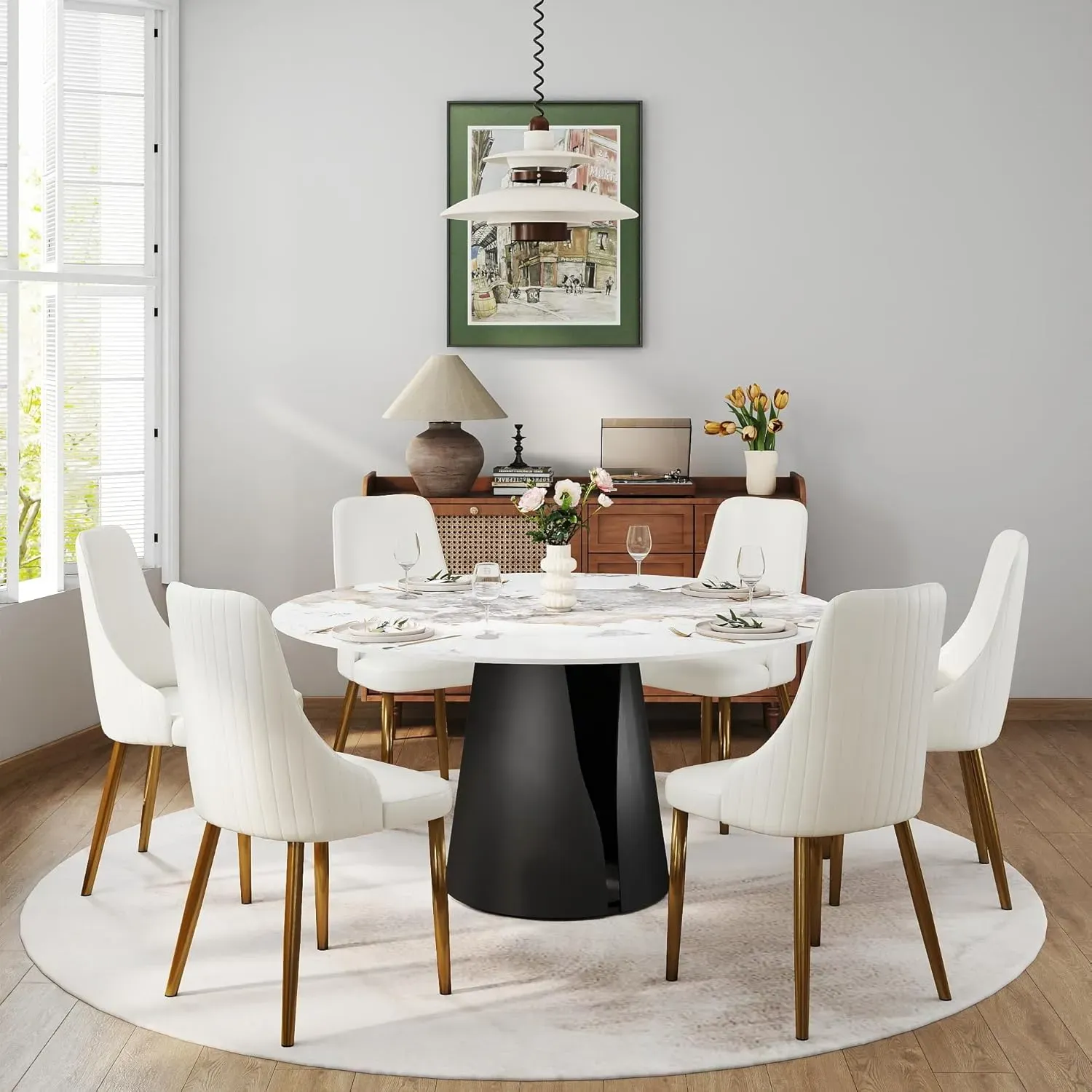 http://Round%20Dining%20Table%20For%206%208,%2059%20Glossy%20Sintered%20Stone%20Table%20Top%20With%20Solid%20Black%20Carbon%20Steel%20Pedestal,%20Antique%20White%20Kitchen%20Table%20For%20Dining%20Room%20Restaurant%20(stone%20Table%20Only)%204