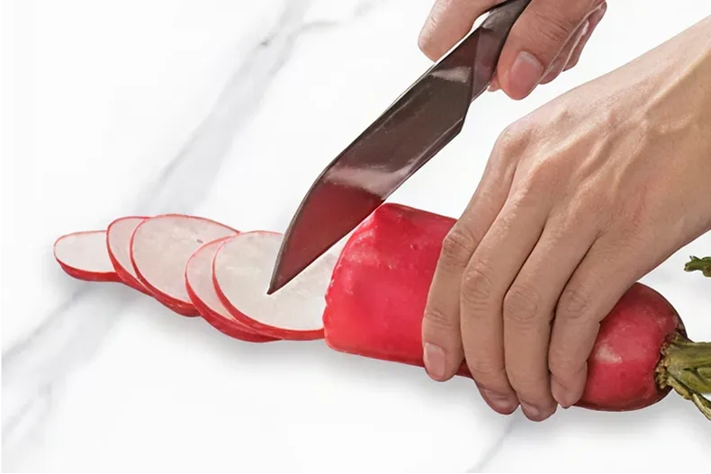 Scratch resistant dining table surface demonstrating durability against utensils and daily use