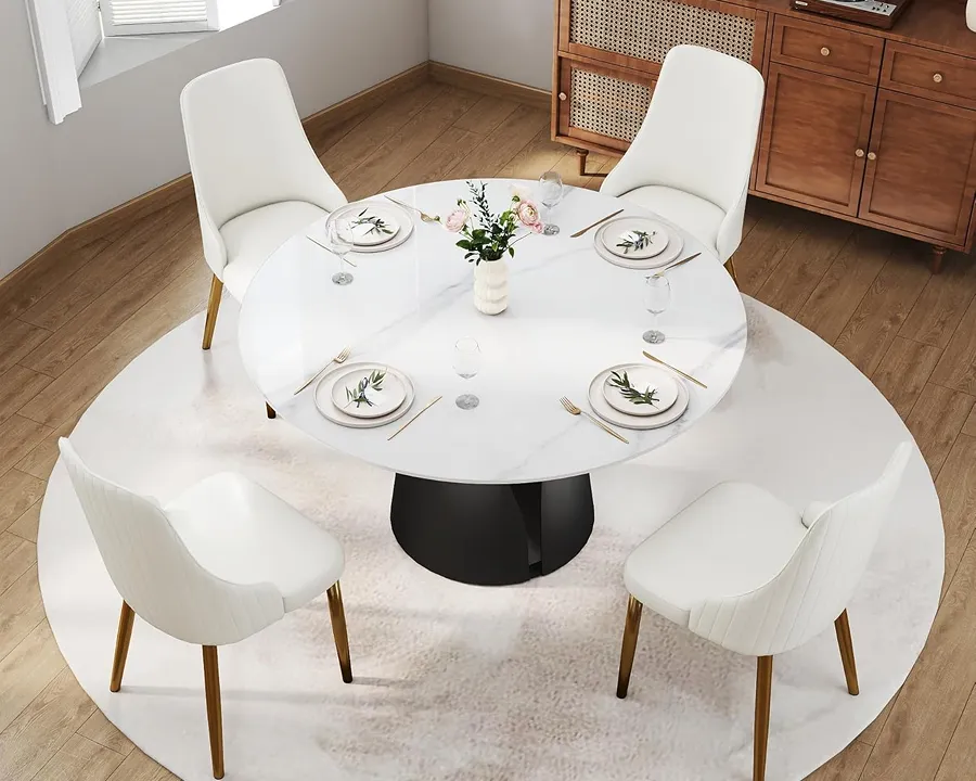 Premium Slate Dining Table with Stain-Proof 12mm Thick Stone Surface